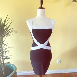 Guess by Marciano, Black & White bandaged dress